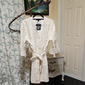 Boston Proper Floral Wrap Dress with Belt